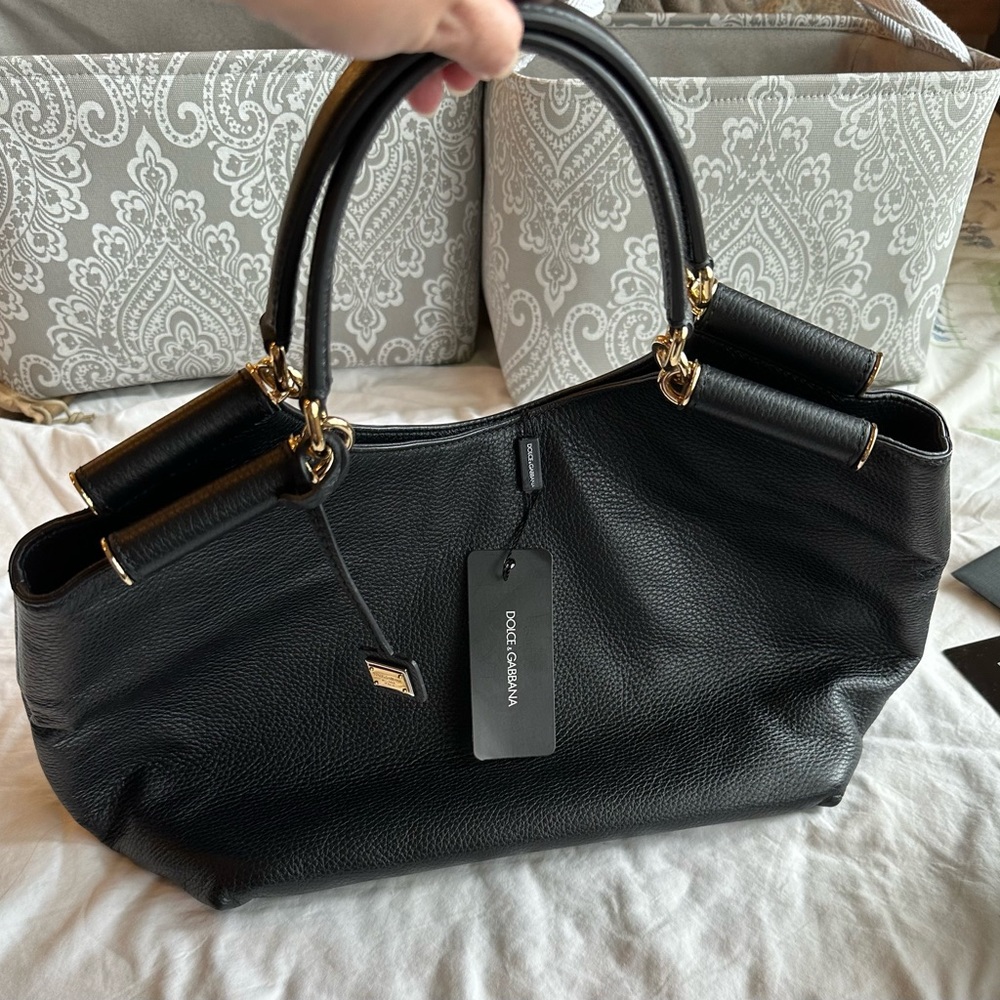Dolce&Gabbana Black Leather Handbag Authentic top handle Sicily collection